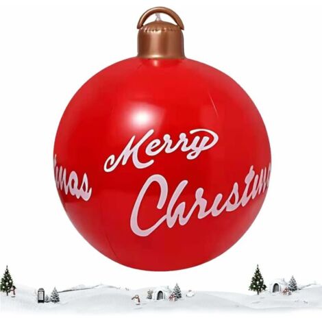 Boule de Noel Geante 60cm, Boule Transparente, Boule Gonflable Géante de Noël Boules de Noël, Boule Décorée Gonflable de Noël en Plein Air, Ornements de Noël en PVC (B)