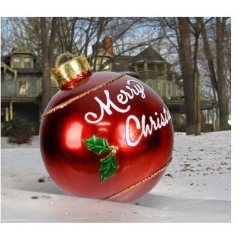 Boule de Noël géante de 60 cm, boule transparente, boules de Noël gonflables géantes, boule décorée de Noël gonflable extérieure, décorations de Noël en PVC,rouge