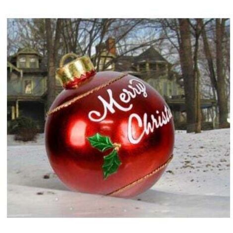 Boule de Noël géante de 60 cm, boule transparente, boules de Noël gonflables géantes, boule décorée de Noël gonflable extérieure, décorations de Noël en PVC,rouge