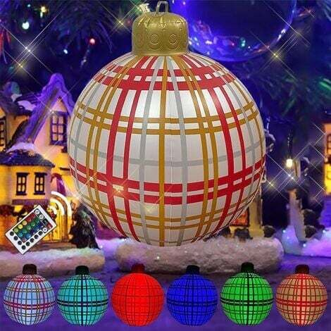 Boule de Noël gonflable de 60 cm, lumineuse avec télécommande et éclairage LED, idéale pour la décoration extérieure de votre jardin.
