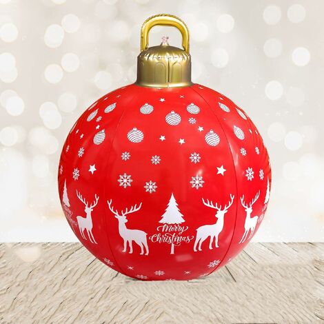 Boule de Noël Gonflable en PVC Boule de Noël décorée Géante Décorée en PVC de Noël Extérieur Décorations de Boule Gonflable de Noël Boules Gonflables de Noël pour Plein Air à la Maison Décoration Elk
