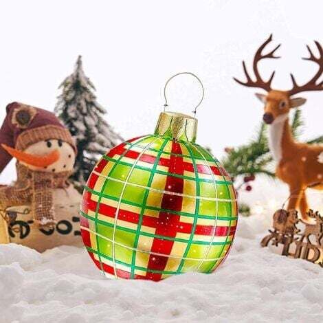 Boule de Noël gonflable géante, décoration intérieure et extérieure pour mariage, festival, cour, jardin, avec pompe (H, 60 cm)