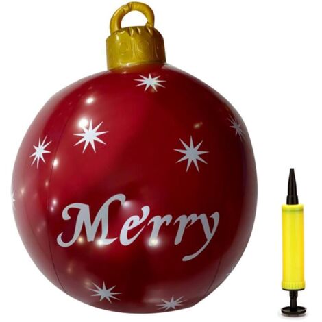 Boule de Noël Gonflable PVC 60cm - Décoration Extérieure pour Jardin et Piscine - Ballon Imprimé Thème Fêtes