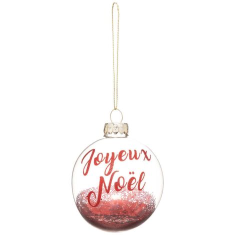 Boule de noël joyeux noël rouge 70mm en verre - Feeric lights & christmas