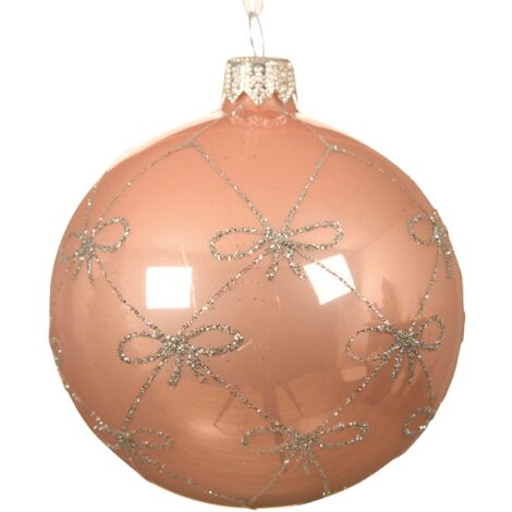 Boule de Noël or - rose avec noeuds Ø8 cm