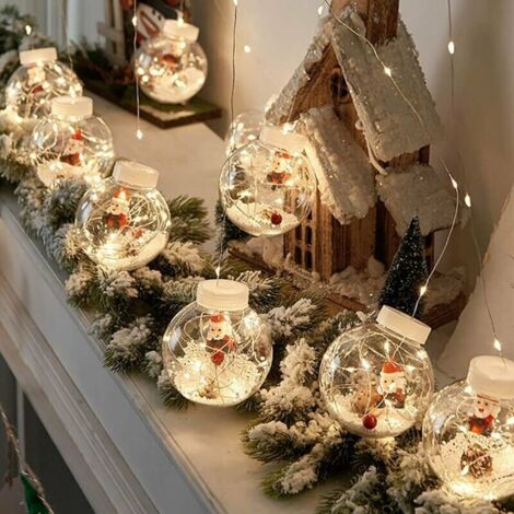 Boule de Noël Suspendue Lumière,10 LED Guirlandes LED Boules LED étanche Arbre de Noël Guirlandes Lumineuses pour Extérieur Intérieur 3×3M Boule Lumineuse Chane pour Jardin GROOFOO (Blanc chaud,père N
