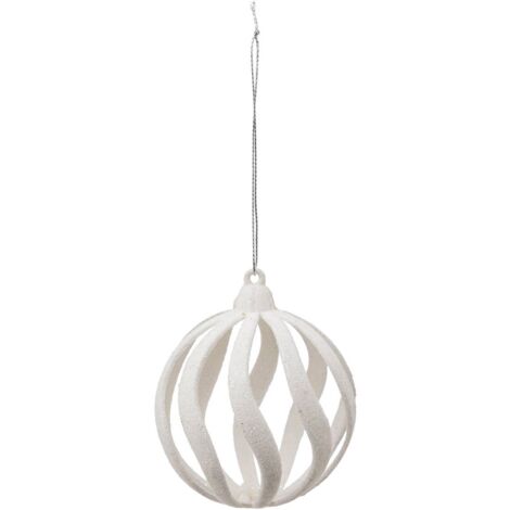 Boule de Noël vague blanc 80mm - Atmosphera créateur d'intérieur