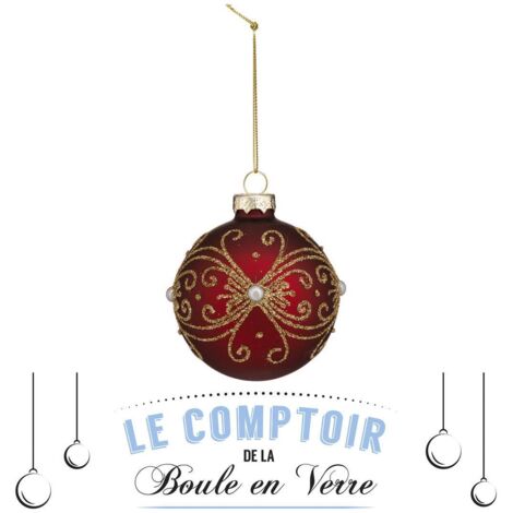 Boule de Noël Verre 70mm Paillettes Baroque - Feeric lights & christmas