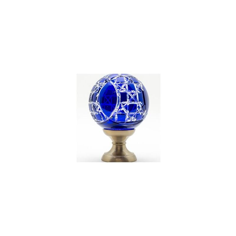 Boule de rampe cristal bleu Mousson pied gris nickel