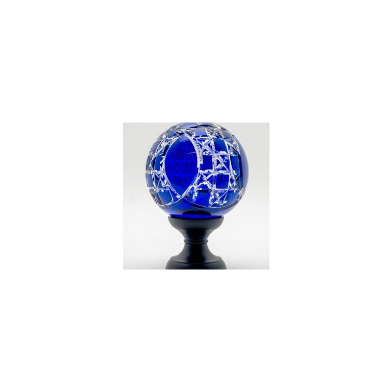 Boule de rampe cristal bleu Mousson pied noir