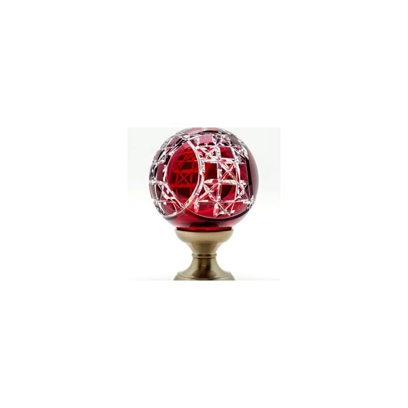 Boule de rampe cristal rouge Mousson pied gris nickel