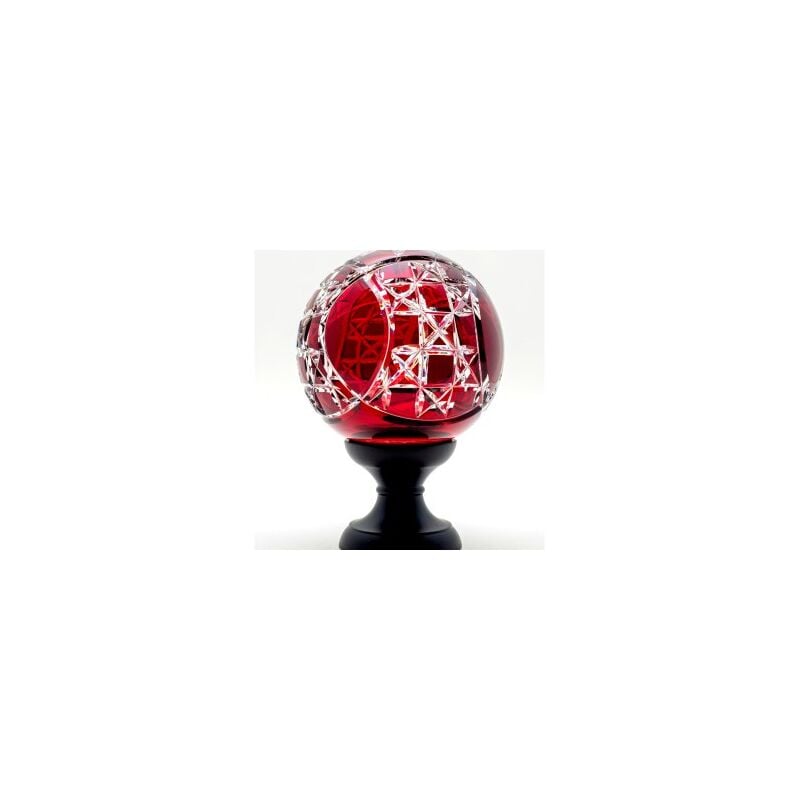 Boule de rampe cristal rouge Mousson pied noir