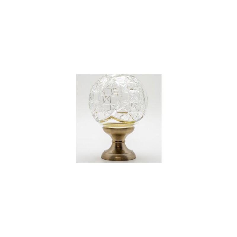 Boule de rampe cristal transparent Mousson pied gris nickel