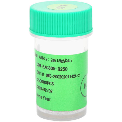 Boule de soudure sans plomb, étain Shpere 250K pour la retouche des cartes PCB, accessoires de reballage 0.25mm