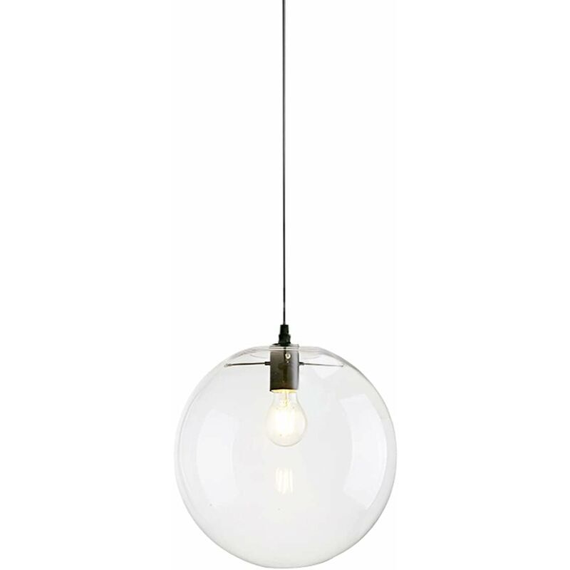 Boule de verre Wings of Wind E27 suspension lustre goutte de verre transparent suspension lampe noire douille, verre, 20cm, Φ20
