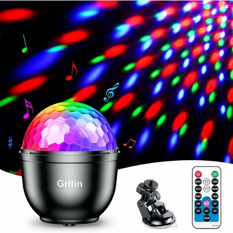Lot de 2 lumières disco, rotation à 360 °, lumières en forme de boule disco  activées