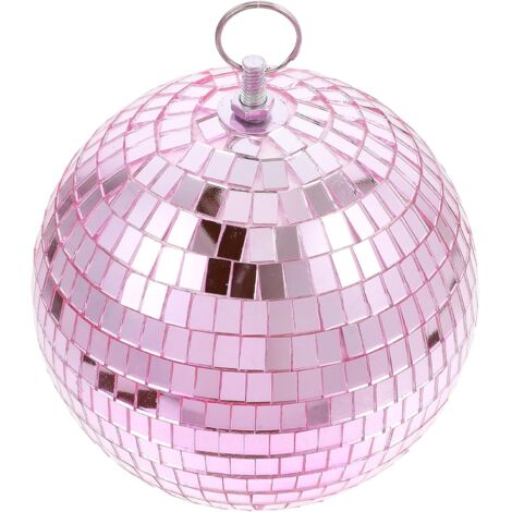 Boule disco rose de 15 cm à suspendre, décoration en verre miroir.