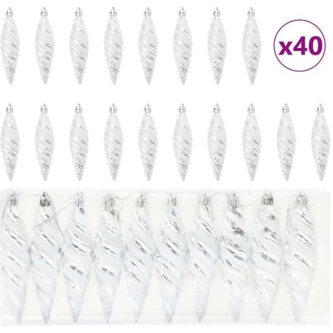 Boule en forme de spirale de Noël 40 pcs Argent Plastique CFW695096