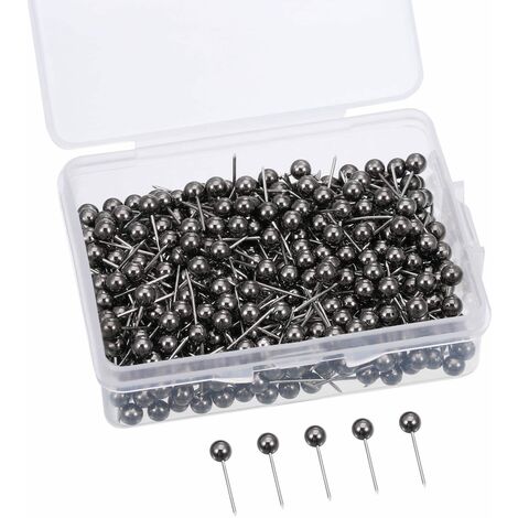 Boule en métal Carte Clous Fixation en Bois Push Nails Fournitures de Bureau (Noir) 400pcs