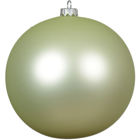 Boule en verre mat menthe blanche D.15cm