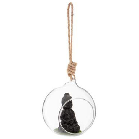 Boule en Verre Suspendue "Bouddha" 10cm Transparent