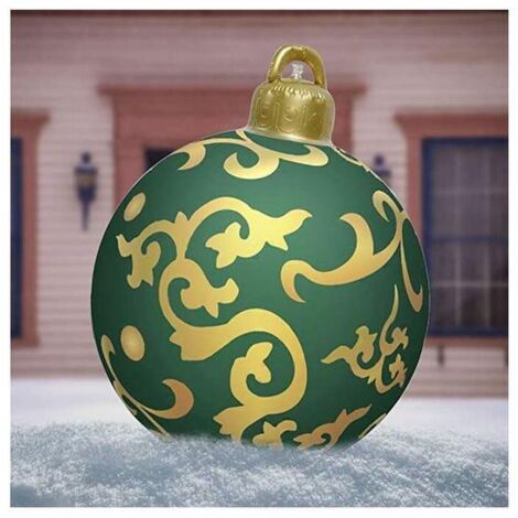 Boule Gonflable De Noel En Plein Air, Boule De Decorations D'Arbre De Noel De 23,6 Pouces Avec Reflexion Speculaire, Boule Geante Decoration Pvc
