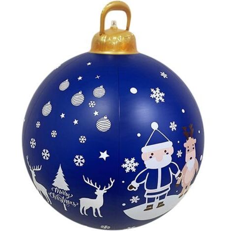 Boule Gonflable de Noël Grande Taille 60CM - Décoration Extérieure Géante à Gonfler pour Noël-A（modèle avec lumière）