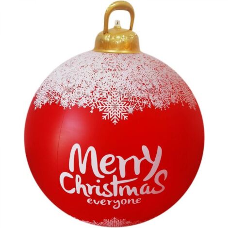 Boule Gonflable de Noël Grande Taille 60CM - Décoration Extérieure Géante à Gonfler pour Noël-C（modèle avec lumière）