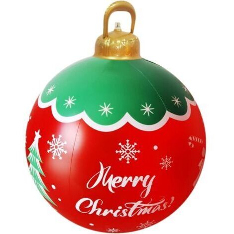 Boule Gonflable de Noël Grande Taille 60CM - Décoration Extérieure Géante à Gonfler pour Noël-D（modèle avec lumière）