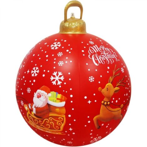 Boule Gonflable de Noël Grande Taille 60CM - Décoration Extérieure Géante à Gonfler pour Noël-F（modèle avec lumière）