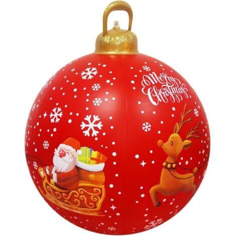 Boule Gonflable de Noël Grande Taille 60CM - Décoration Extérieure Géante à Gonfler pour Noël-F（modèle avec lumière）