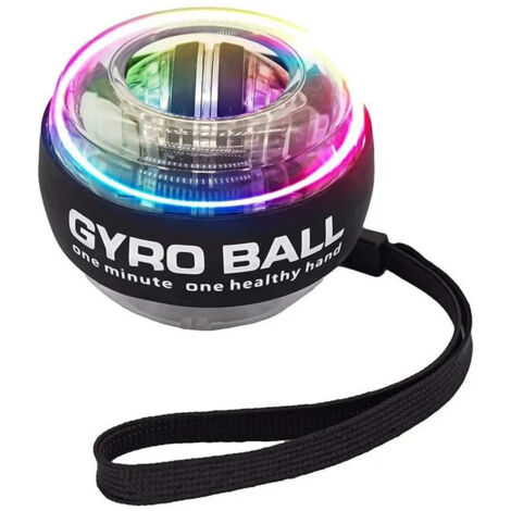 Boule Gyroscopique Portable Autodémarrage pour Poignet - Noir avec Lumière - Renforceur Musculaire