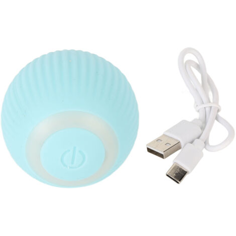 Boule interactive intelligente pour chat avec rotation automatique en silicone bleu