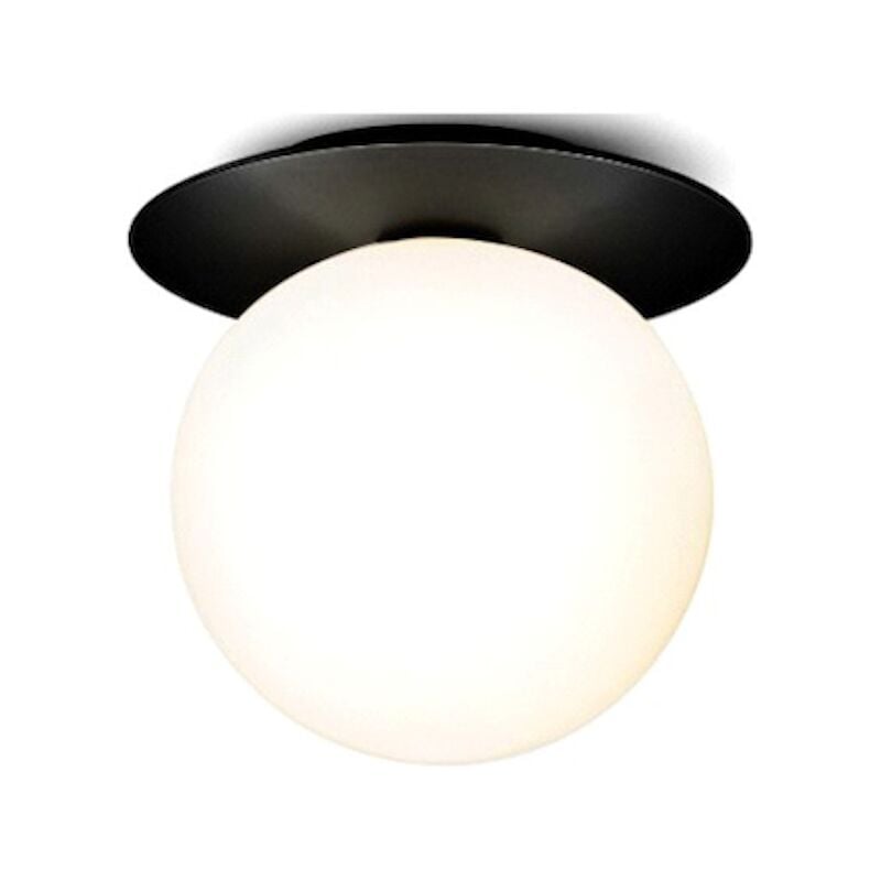 Boule lactée - plafonnier noir 18 cm