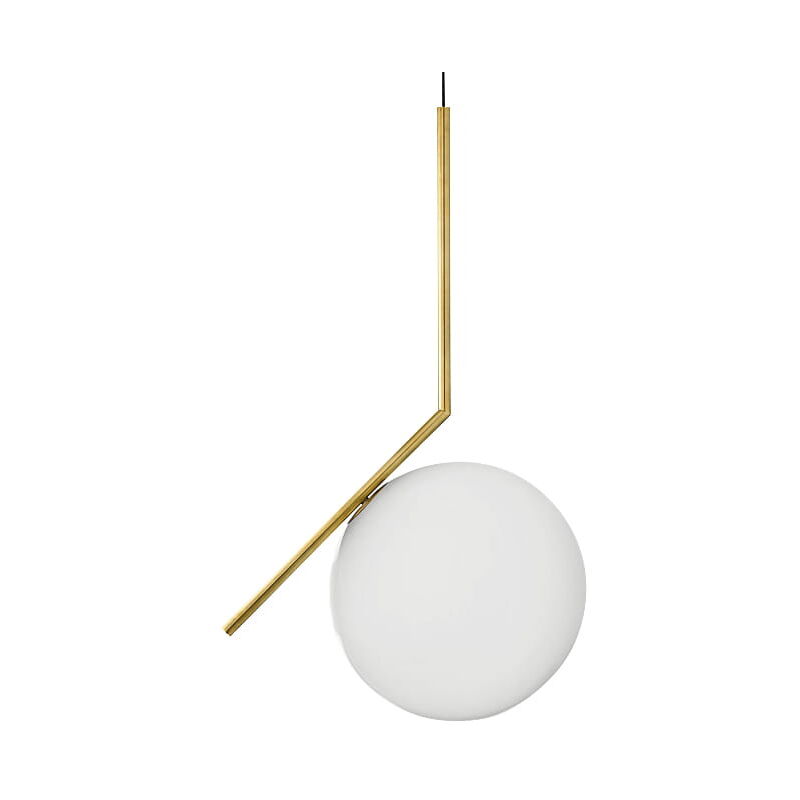 Boule laiteuse 20 cm - lampe suspendue moderne, laiton, or