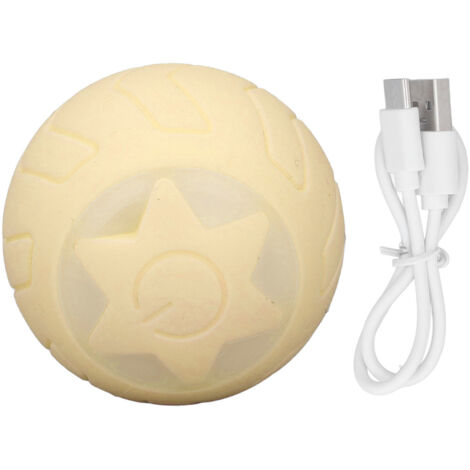 Boule lumineuse pour chat rechargeable USB, roule automatiquement avec lumières LED multicolores - Emballage jaune
