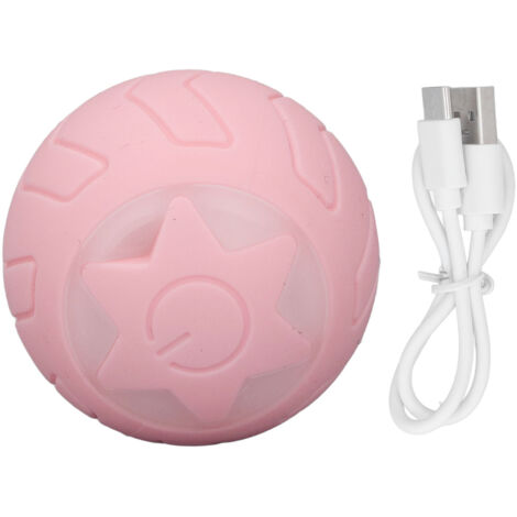 Boule lumineuse roulante pour chats, rechargeable USB, avec lumières LED colorées, automatique, rose, emballage anglais