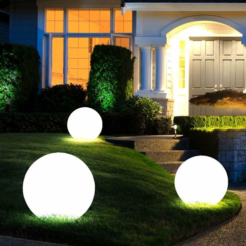 Boule lumineuse solaire boule de jardin boule solaire décoration led solaire pour extérieur 15 cm, avec piquet de sol et support de balcon, durée