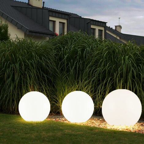 Boule lumineuse solaire boule de jardin boule solaire décoration de jardin LED solaire pour l'extérieur, avec piquet, durée d'éclairage environ 6-8 heures, blanc chaud, D 20/25/30 cm, lot de 3