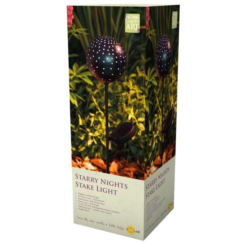 Boule lumineuse solaire sur pique Nuit étoilée