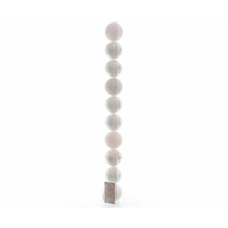 Boule noel plastique blanc irise brillant/mat/paillettes d6 x10