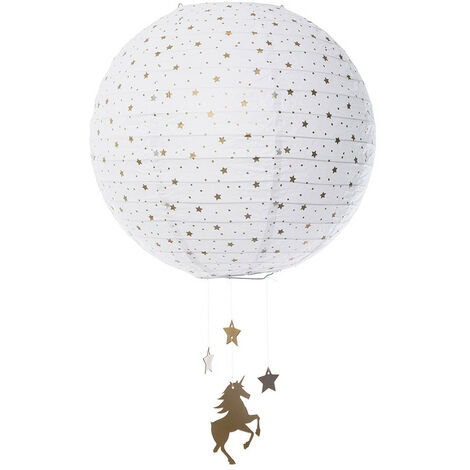 Lanterne Boule En Papier licorne 34cm Blanc