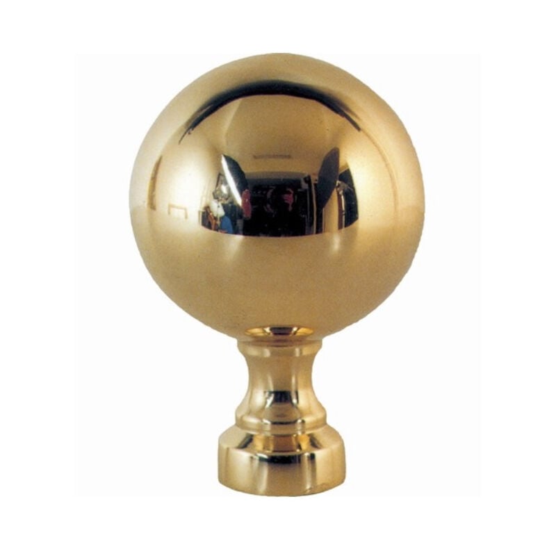 Deco Fer Forge - Boule pour rampe polie vernis en laiton - Hauteur 88mm Largeur 60mm Base diamètre 35mm - à visser