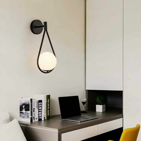 Boule Ronde Applique LED Intérieur Noir Applique Réglable Verre Métal Moderne Chambre Lampe De Chevet Goutte D'eau Applique E27 Chambre Salon Entrée Balcon Prise