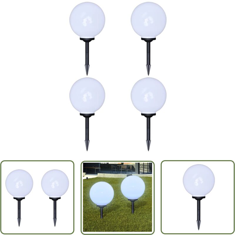 The Living Store 4 pcs Lampes d'allée d'extérieur à led 30 cm et piquet au sol - Lumieres Exterieures - Lampes Solaires - Decoration Jardin