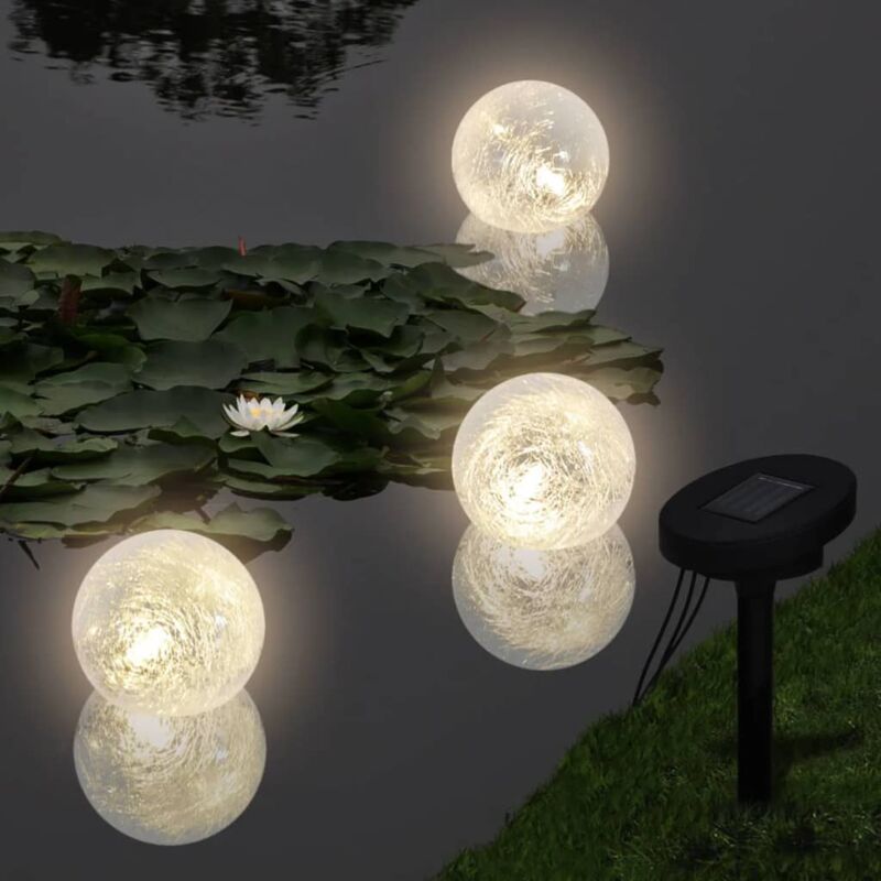 Boules solaires flottantes 3 led pour étang piscine Vidaxl