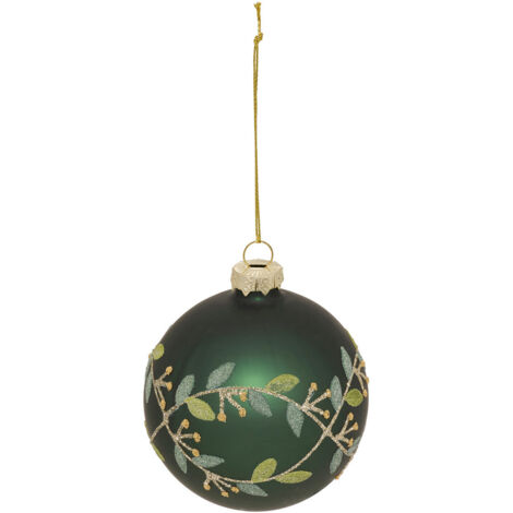 Boule verre branche de gui D.8cm vert - Feeric lights & christmas