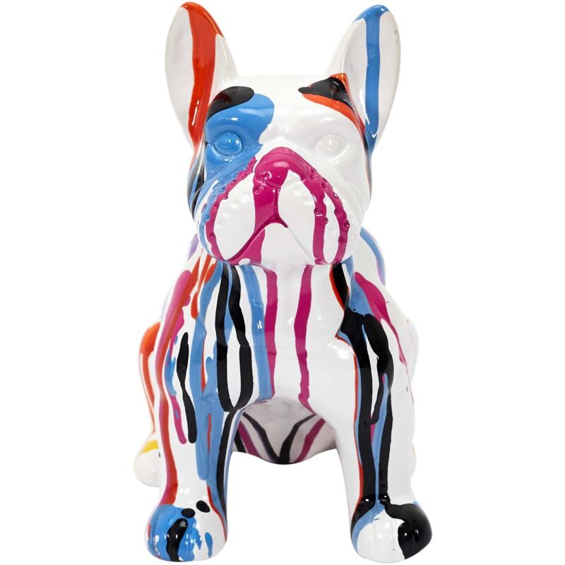 Bouledogue en céramique assis 20 cm Multicolore