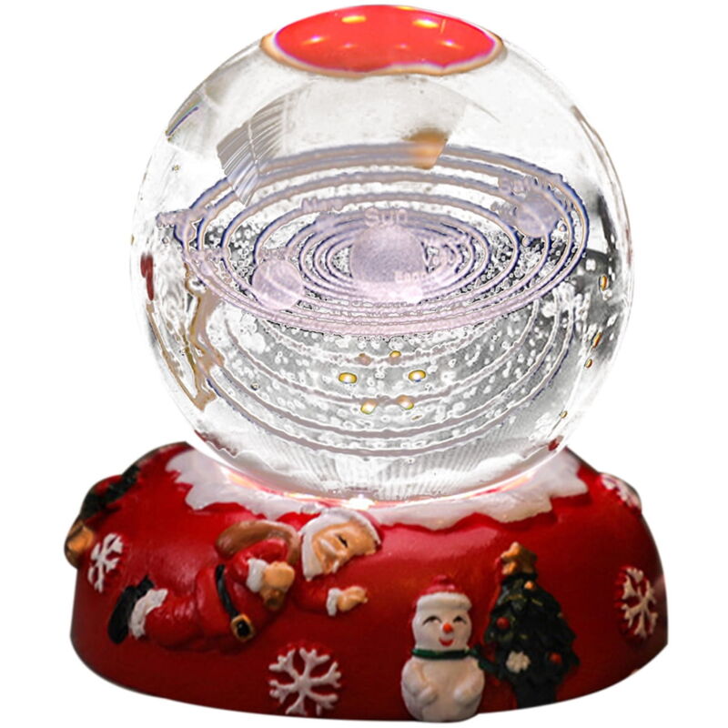 Boules à neige de Noël lumineuses en cristal avec lumière led, veilleuse de Noël pour décoration d'intérieur, lampe de bureau, cadeaux de Noël pour