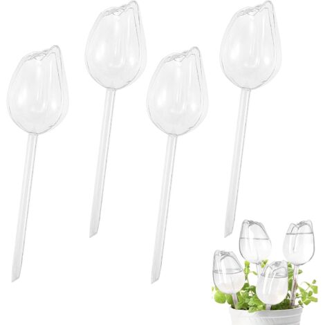 Boules Arrosage Tulipe - Lot 4 - PVC Transparent - Réservoir 190ml - Jardin Intérieur Extérieur